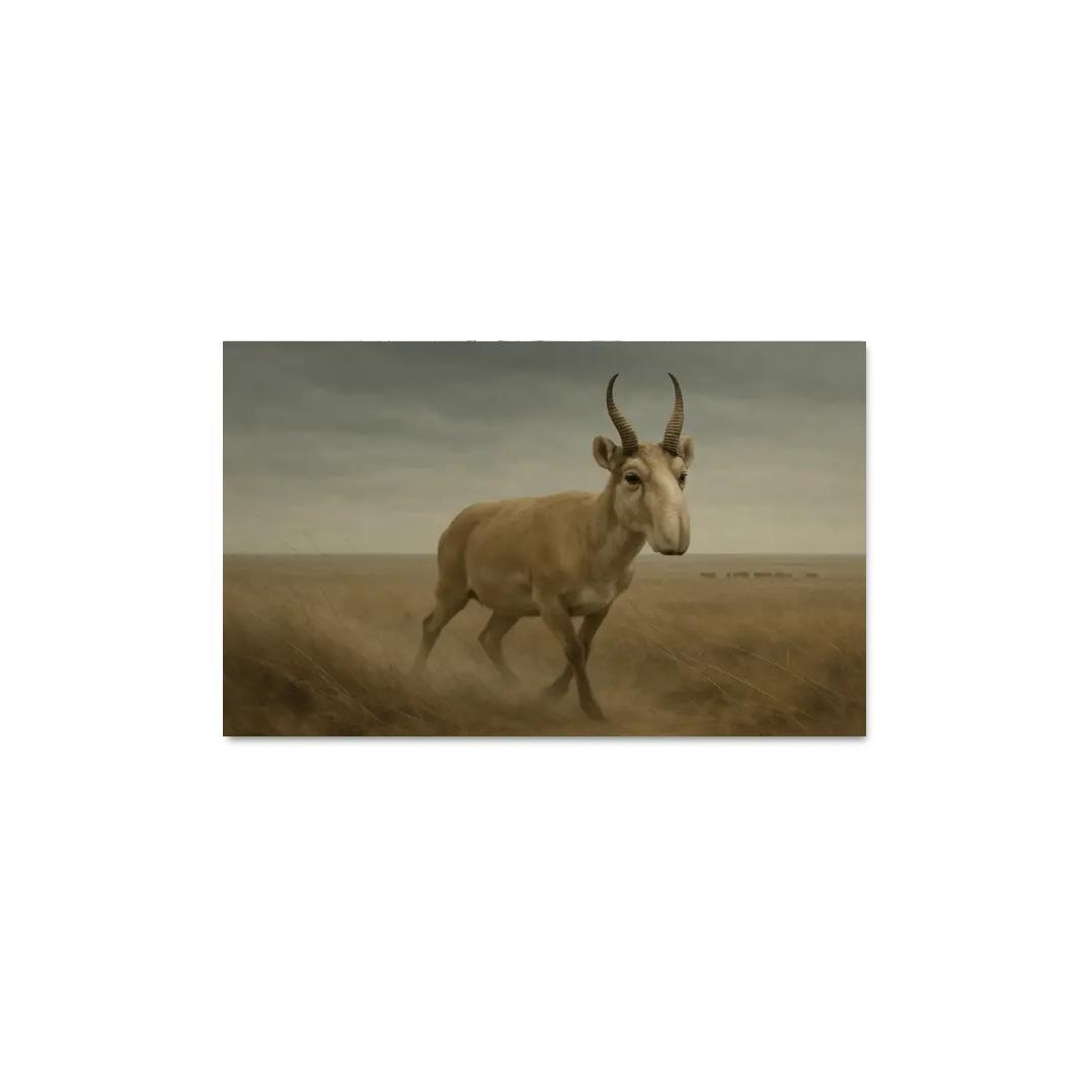 Saiga Antelope Crossing The Windy Eurasian Steppe framed paintings