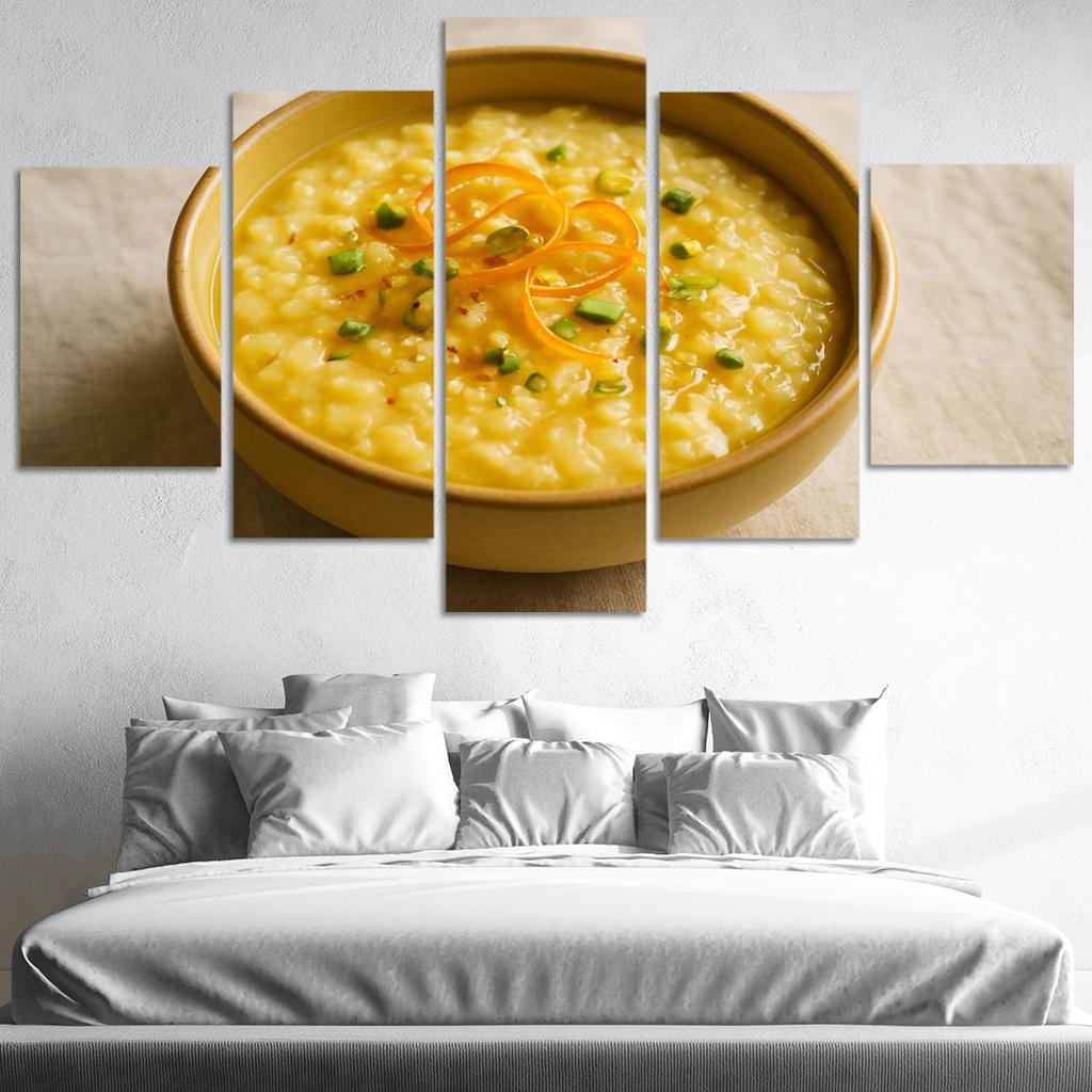 Saffron Orange Rice Pudding With Pistachio Dust canvas paintings frame