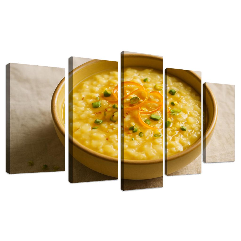 Saffron Orange Rice Pudding With Pistachio Dust canvas paintings frame