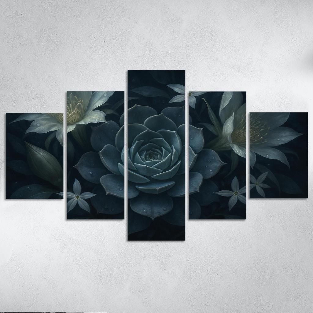 Nocturne Botanica Moonlit Succulent Bloom Study modern paintings frame