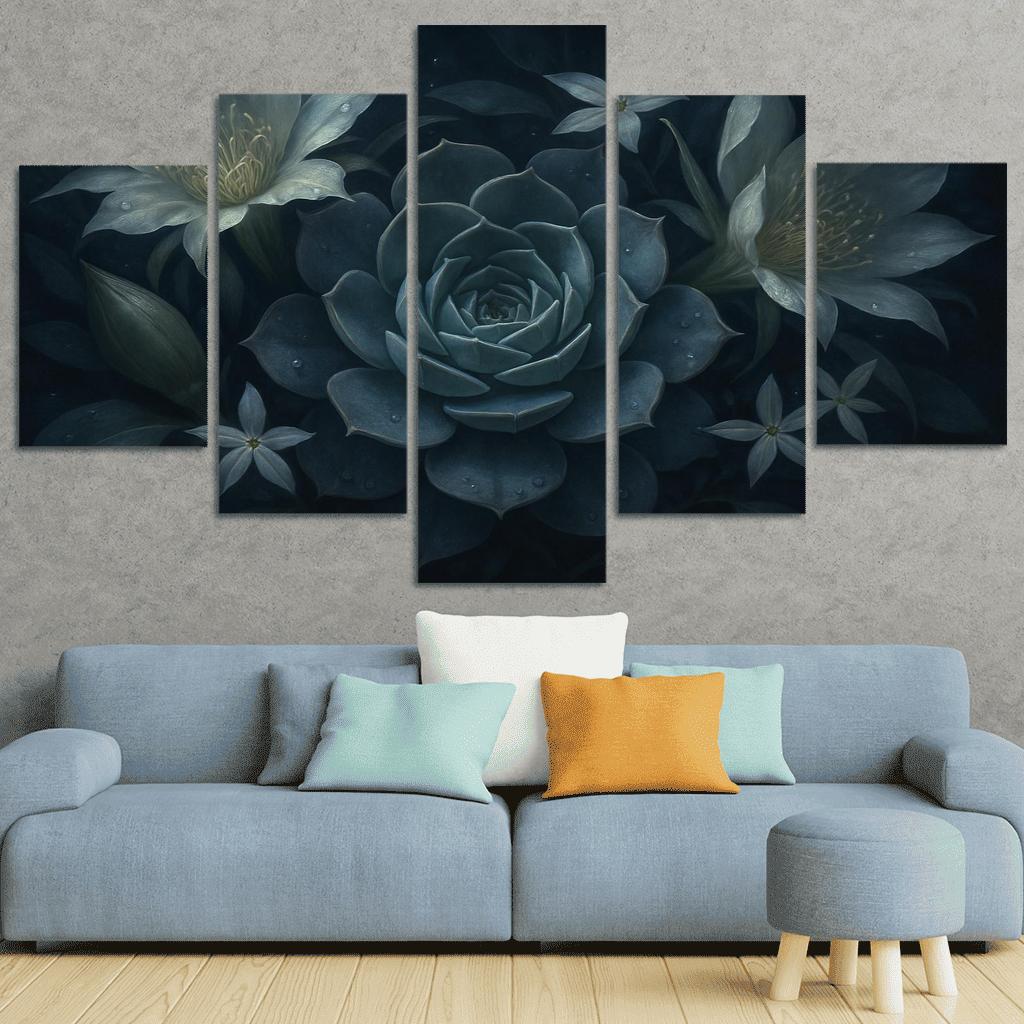 Nocturne Botanica Moonlit Succulent Bloom Study modern paintings frame
