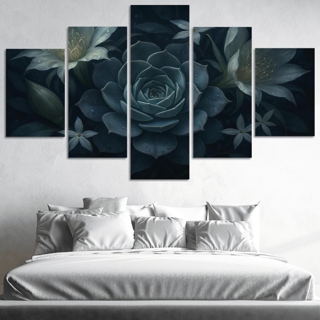 Nocturne Botanica Moonlit Succulent Bloom Study modern paintings frame