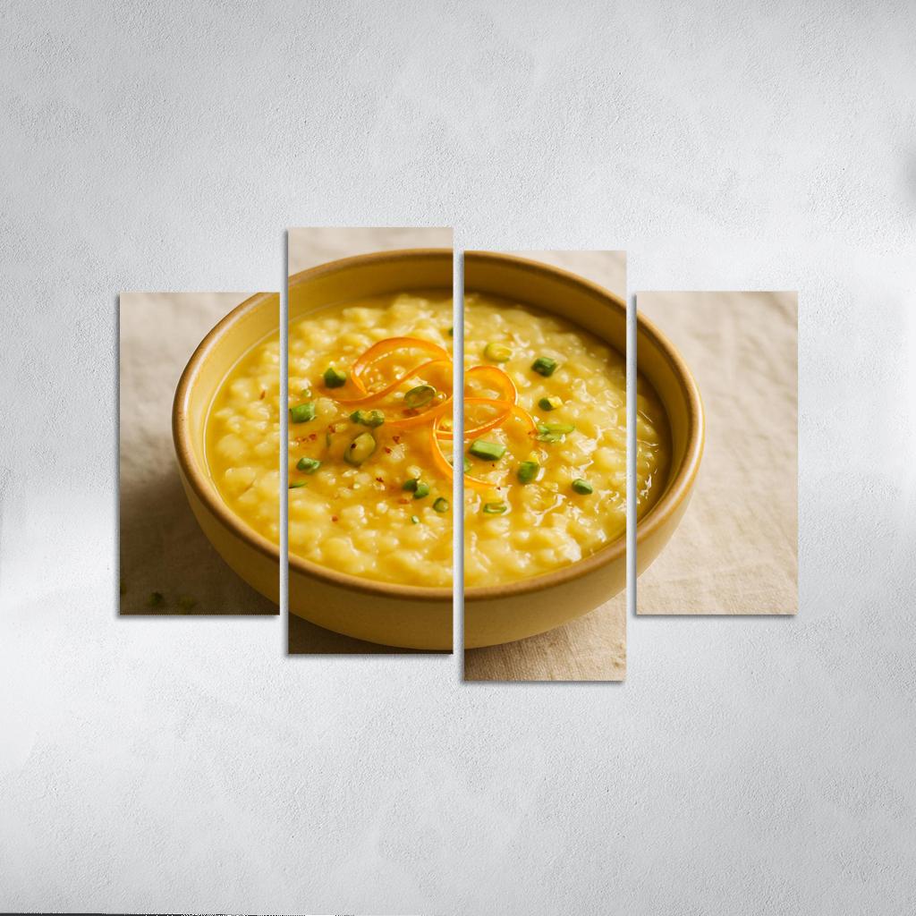 Saffron Orange Rice Pudding With Pistachio Dust canvas paintings frame