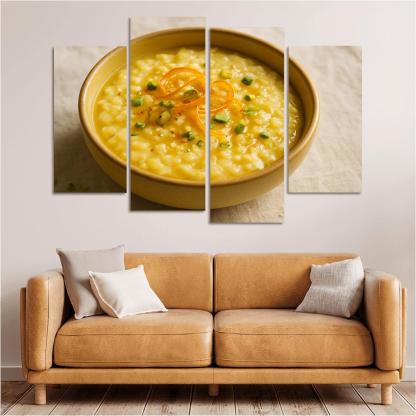 Saffron Orange Rice Pudding With Pistachio Dust canvas paintings frame