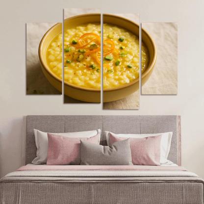 Saffron Orange Rice Pudding With Pistachio Dust canvas paintings frame