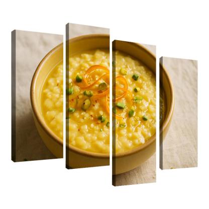 Saffron Orange Rice Pudding With Pistachio Dust canvas paintings frame