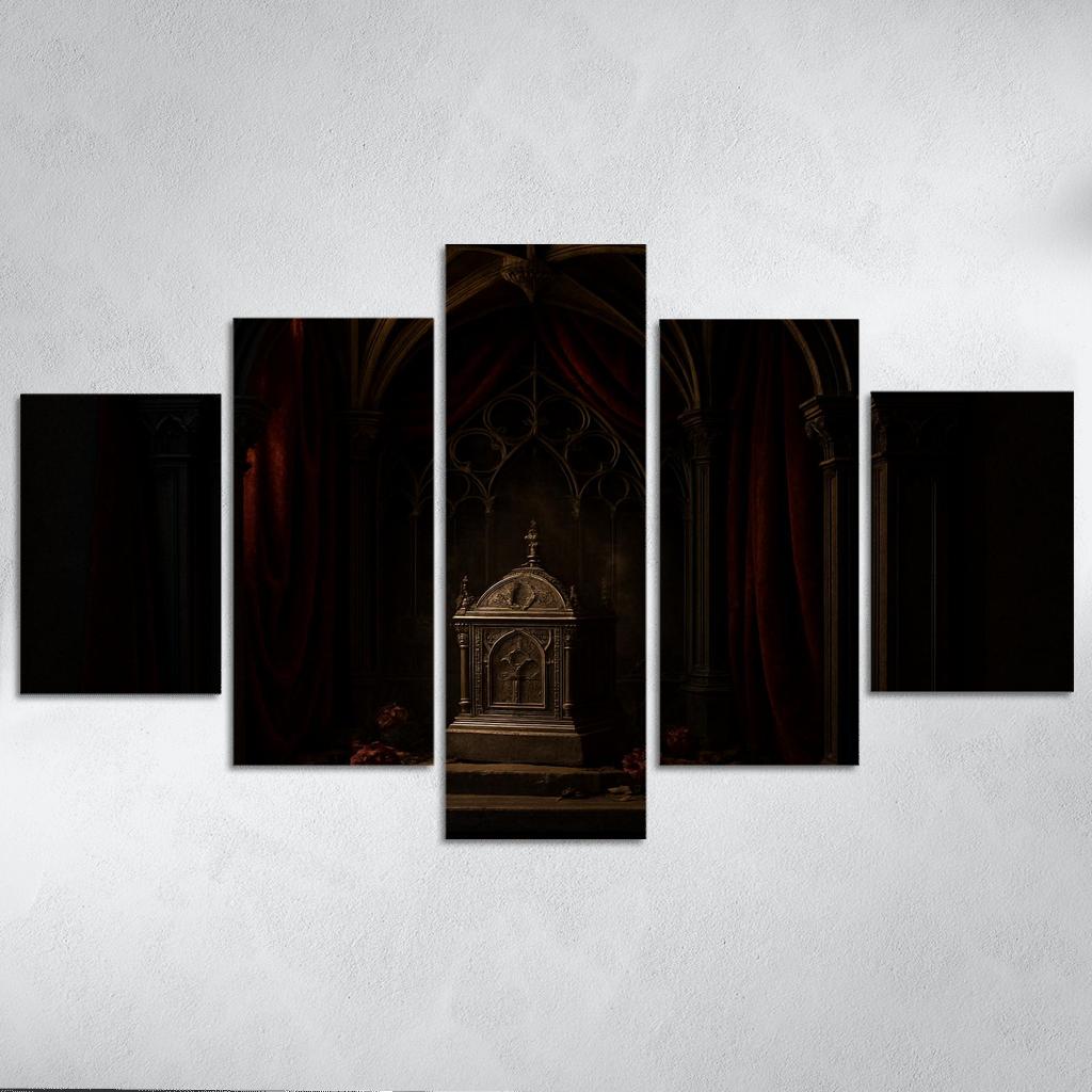 Velvet Reliquary Alcove With Ribbed Vault Canopy abstract paintings frame