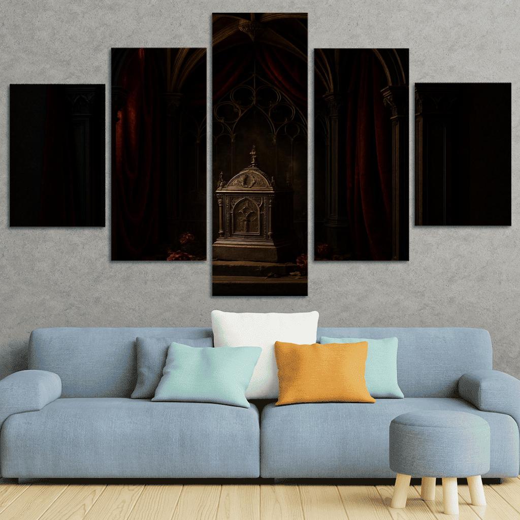 Velvet Reliquary Alcove With Ribbed Vault Canopy abstract paintings frame