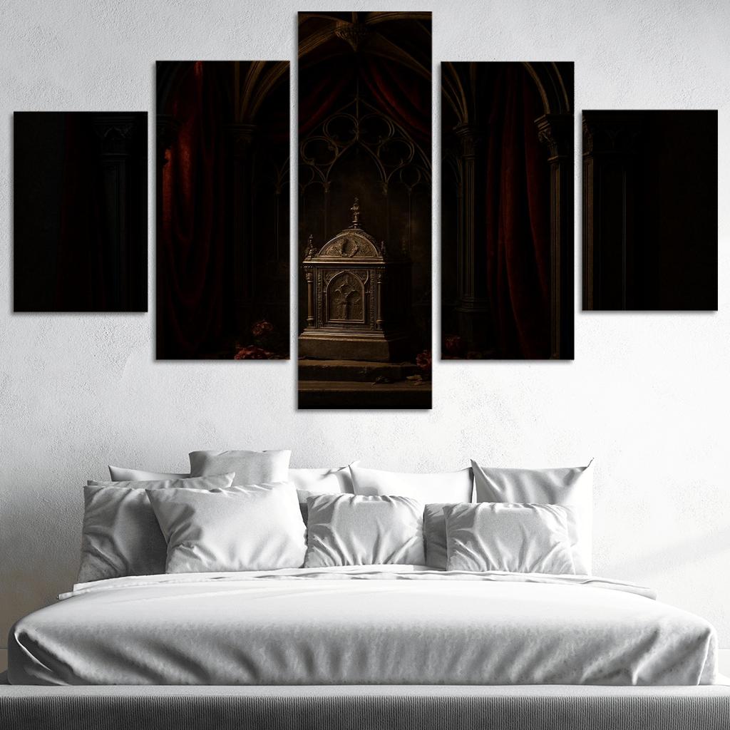 Velvet Reliquary Alcove With Ribbed Vault Canopy abstract paintings frame