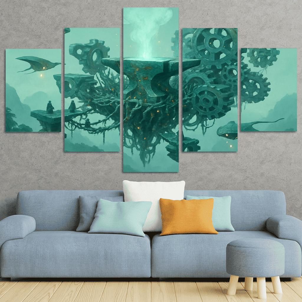 The Verdant Skyforge Reef oil paintings frame