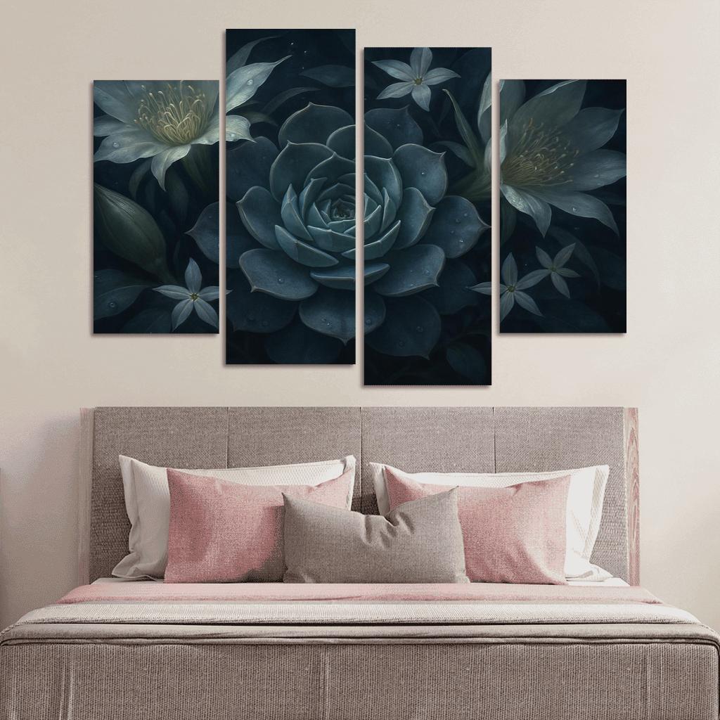 Nocturne Botanica Moonlit Succulent Bloom Study modern paintings frame