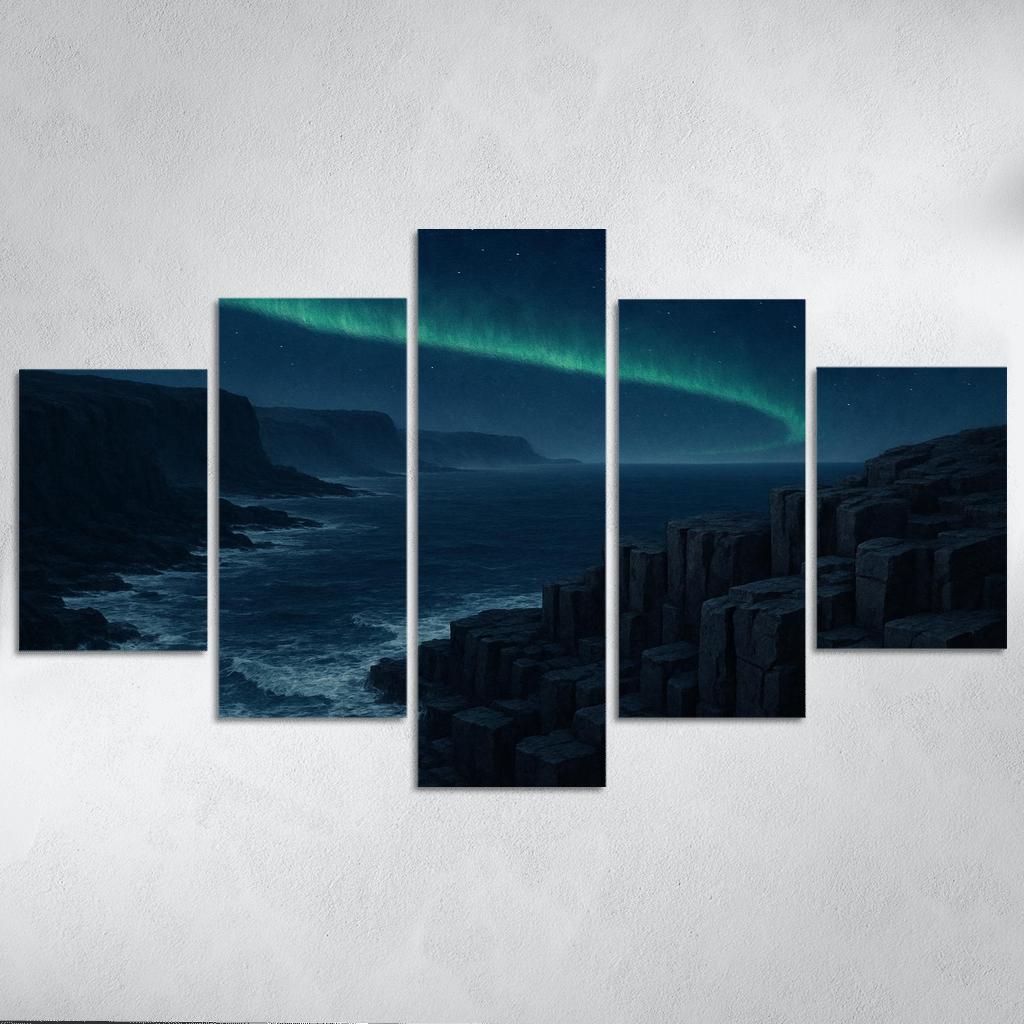 Aurora Over Basalt Sea Cliffs oil paintings frame