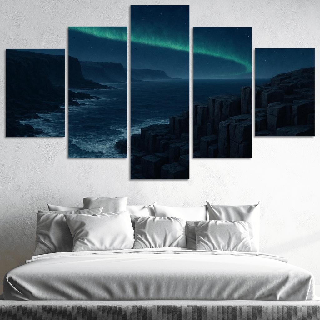 Aurora Over Basalt Sea Cliffs oil paintings frame