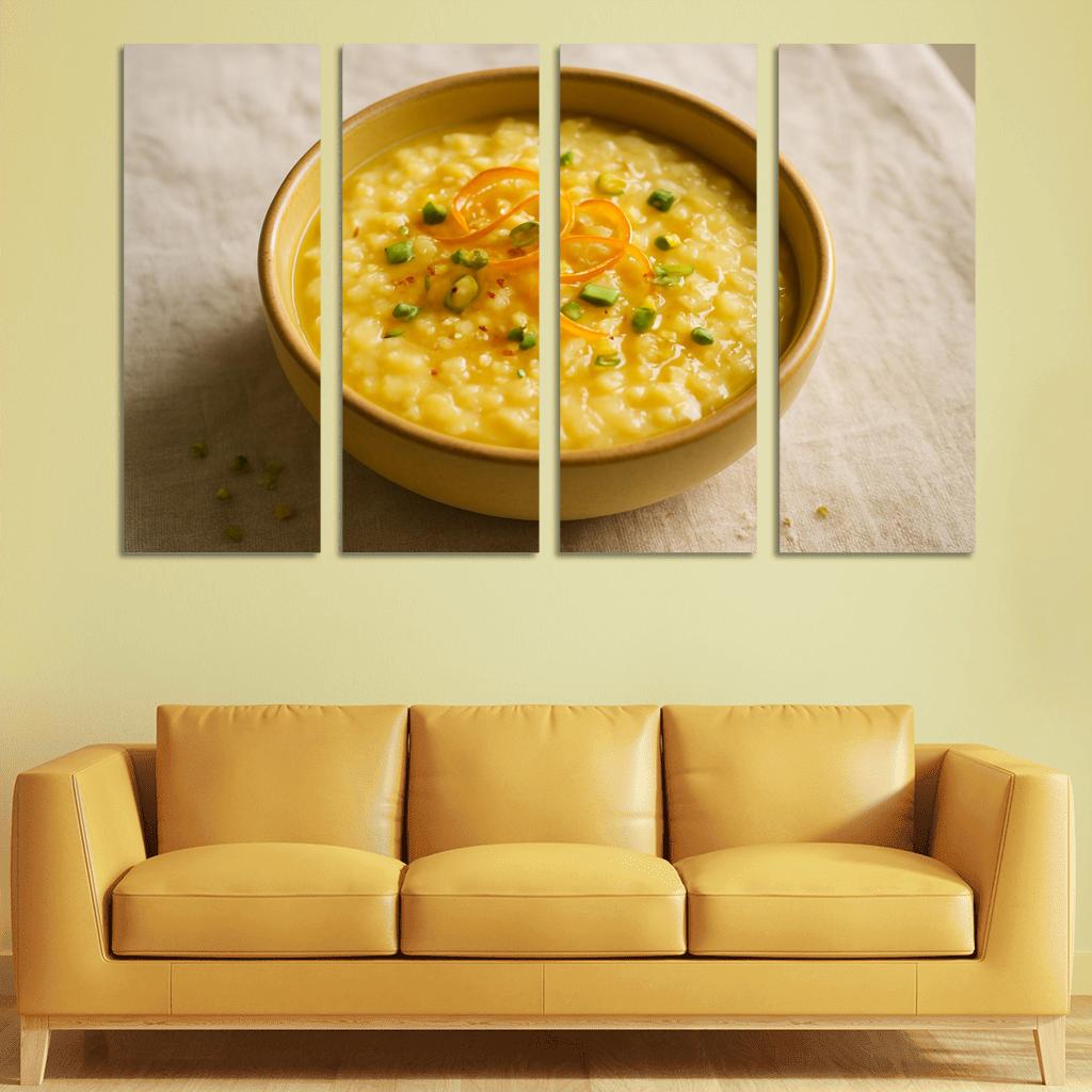 Saffron Orange Rice Pudding With Pistachio Dust canvas paintings frame