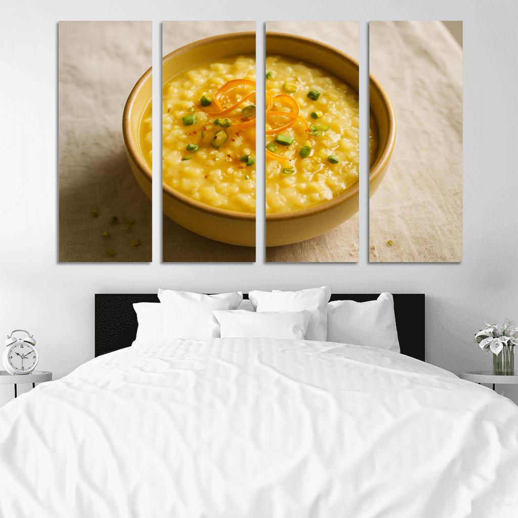 Saffron Orange Rice Pudding With Pistachio Dust canvas paintings frame