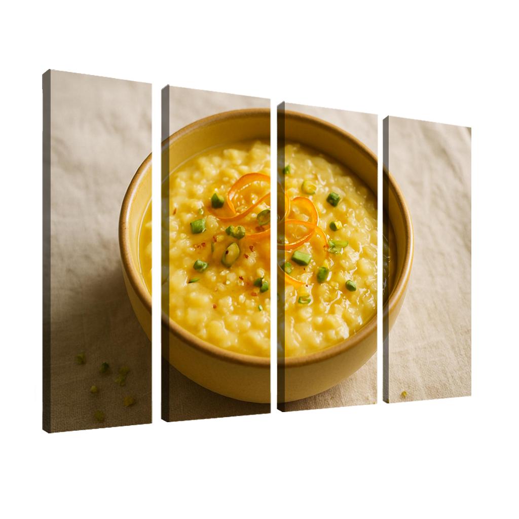 Saffron Orange Rice Pudding With Pistachio Dust canvas paintings frame
