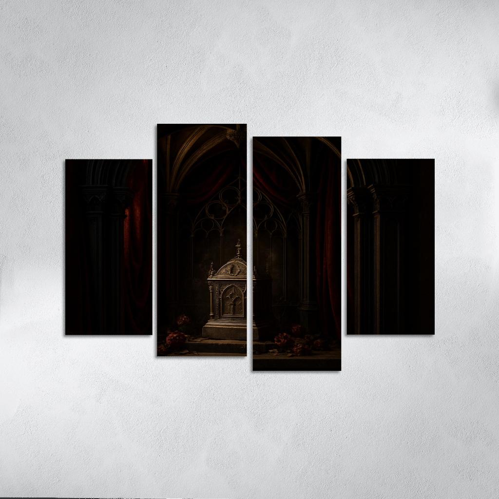 Velvet Reliquary Alcove With Ribbed Vault Canopy abstract paintings frame