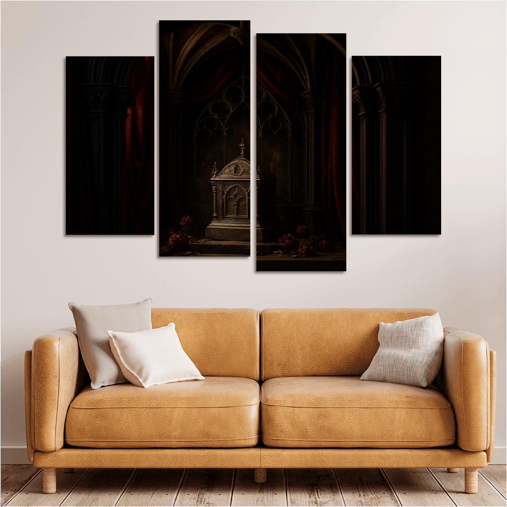 Velvet Reliquary Alcove With Ribbed Vault Canopy abstract paintings frame