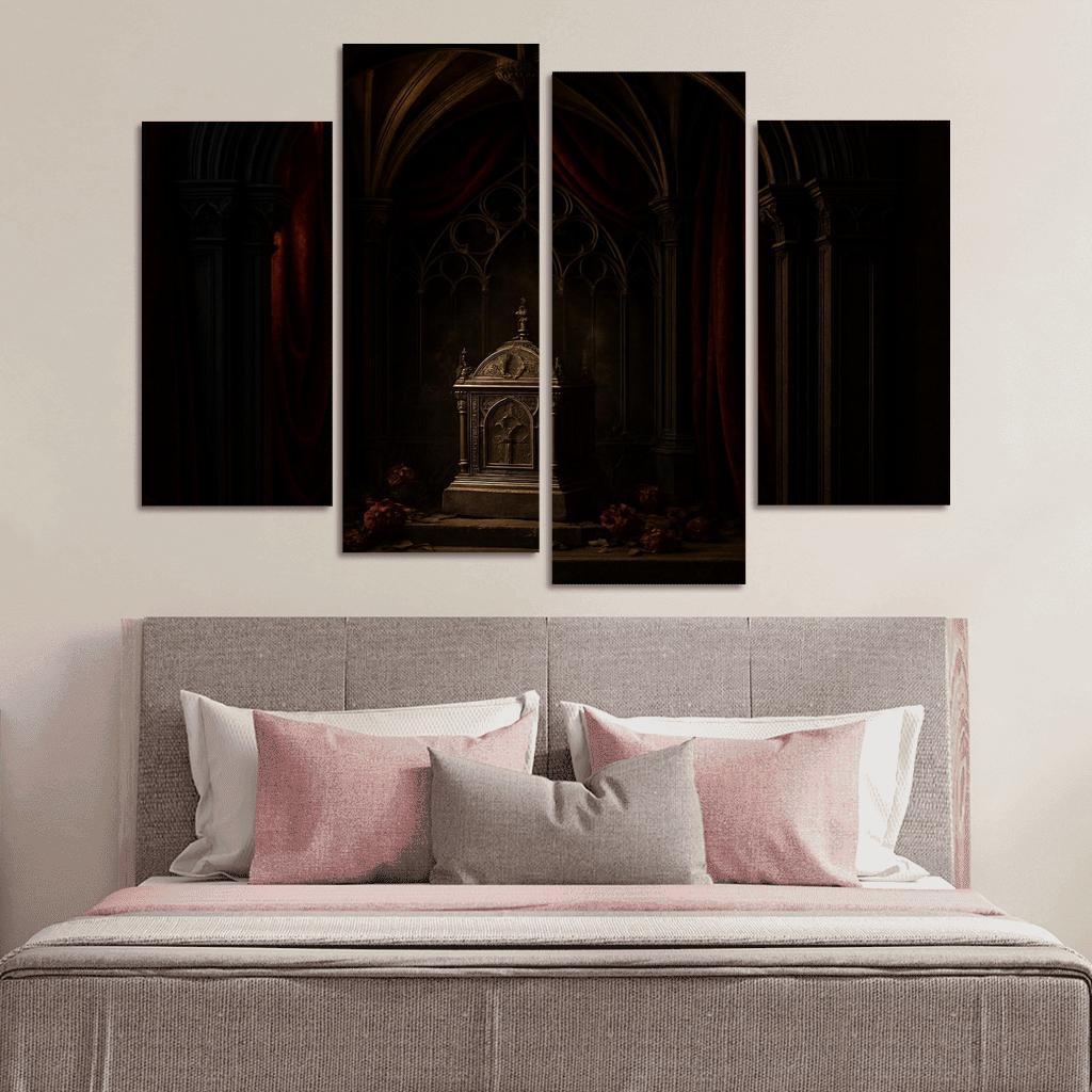 Velvet Reliquary Alcove With Ribbed Vault Canopy abstract paintings frame
