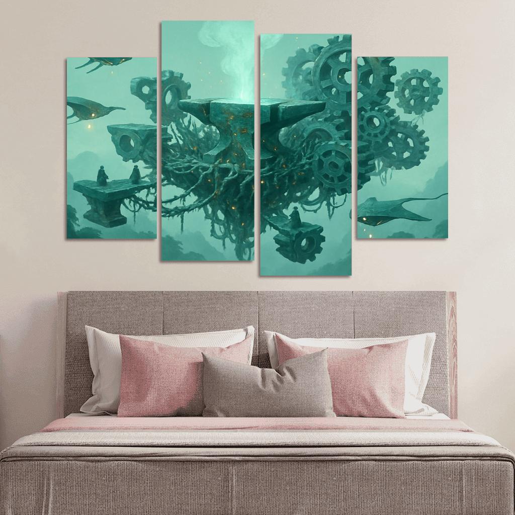 The Verdant Skyforge Reef oil paintings frame