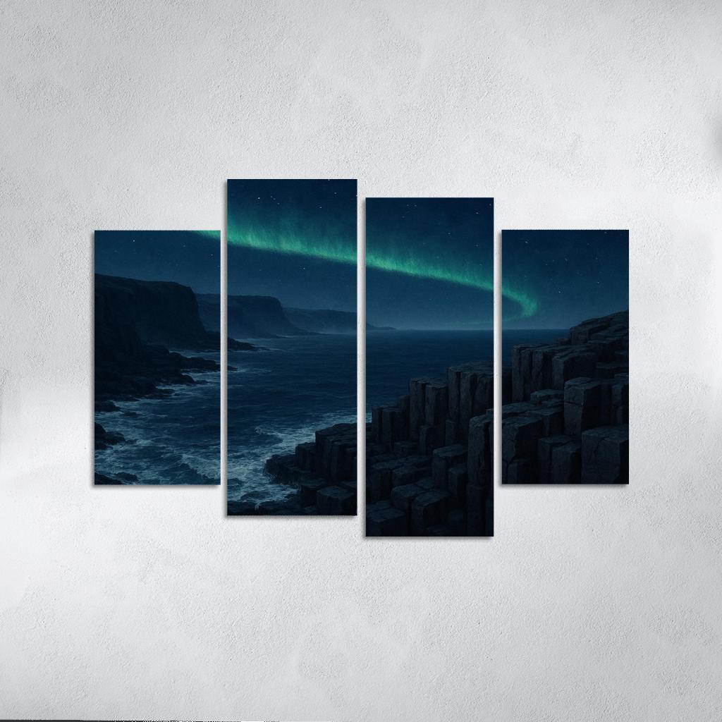 Aurora Over Basalt Sea Cliffs oil paintings frame