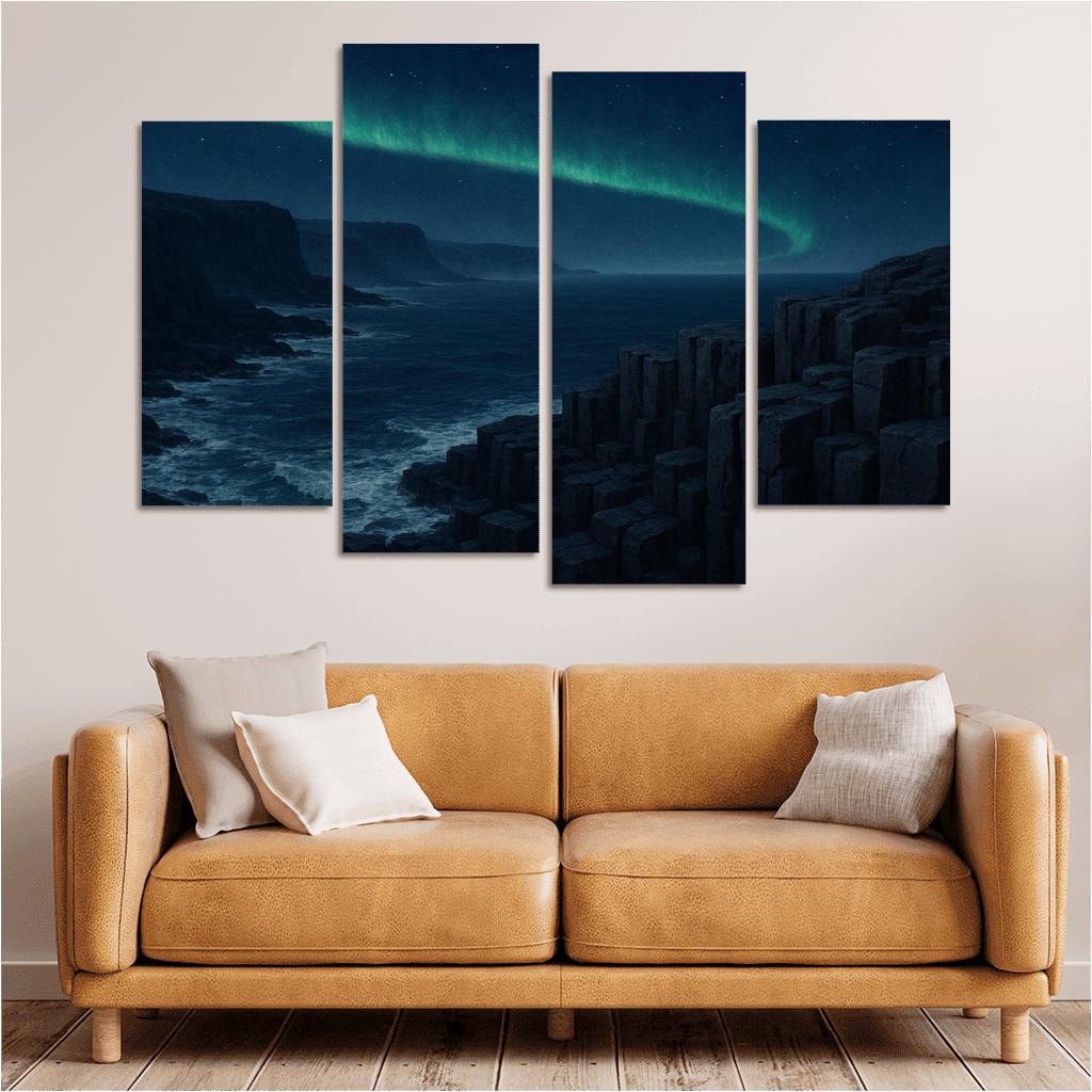 Aurora Over Basalt Sea Cliffs oil paintings frame
