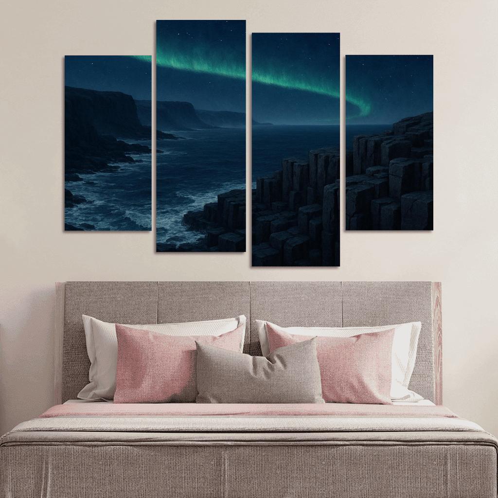 Aurora Over Basalt Sea Cliffs oil paintings frame