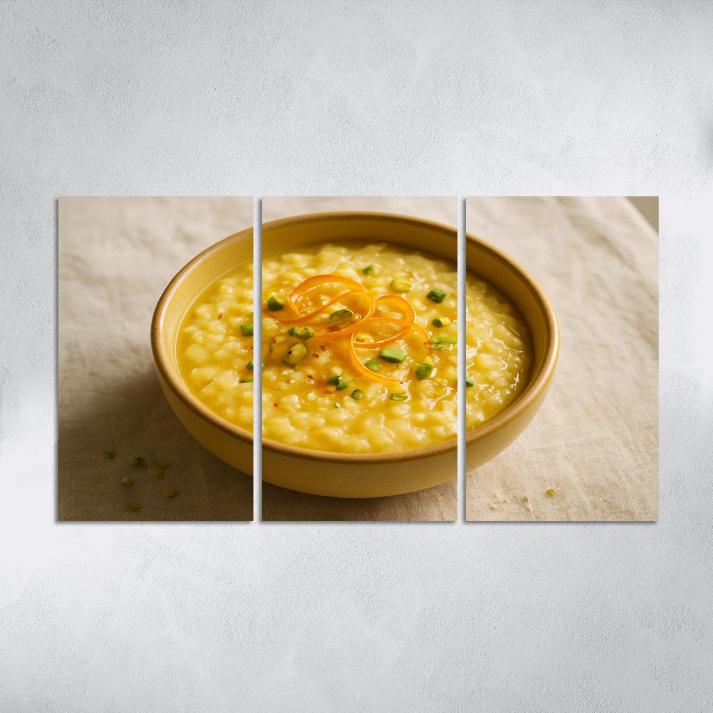 Saffron Orange Rice Pudding With Pistachio Dust canvas paintings frame