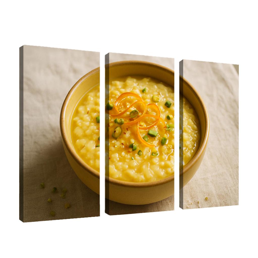 Saffron Orange Rice Pudding With Pistachio Dust canvas paintings frame