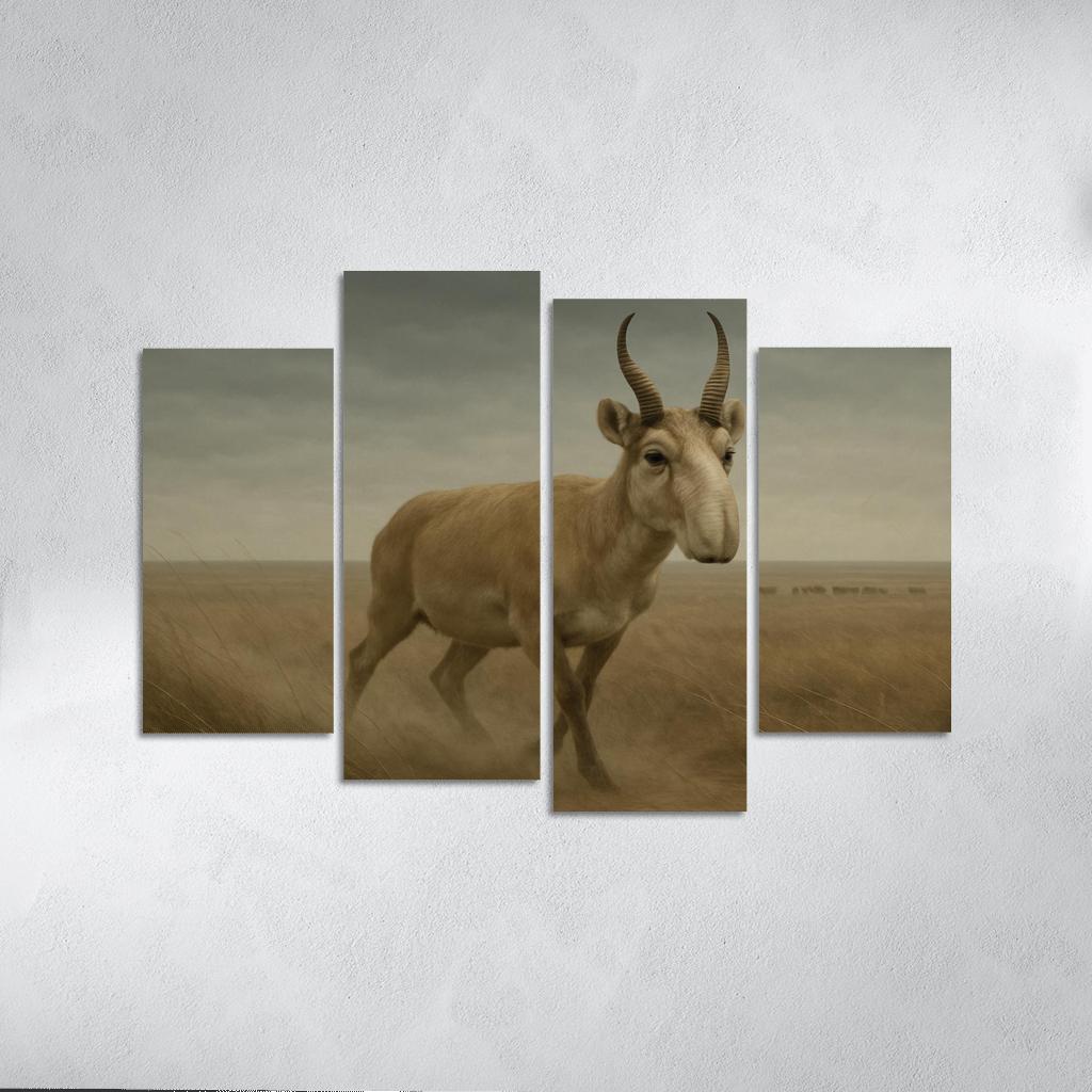 Saiga Antelope Crossing The Windy Eurasian Steppe framed paintings
