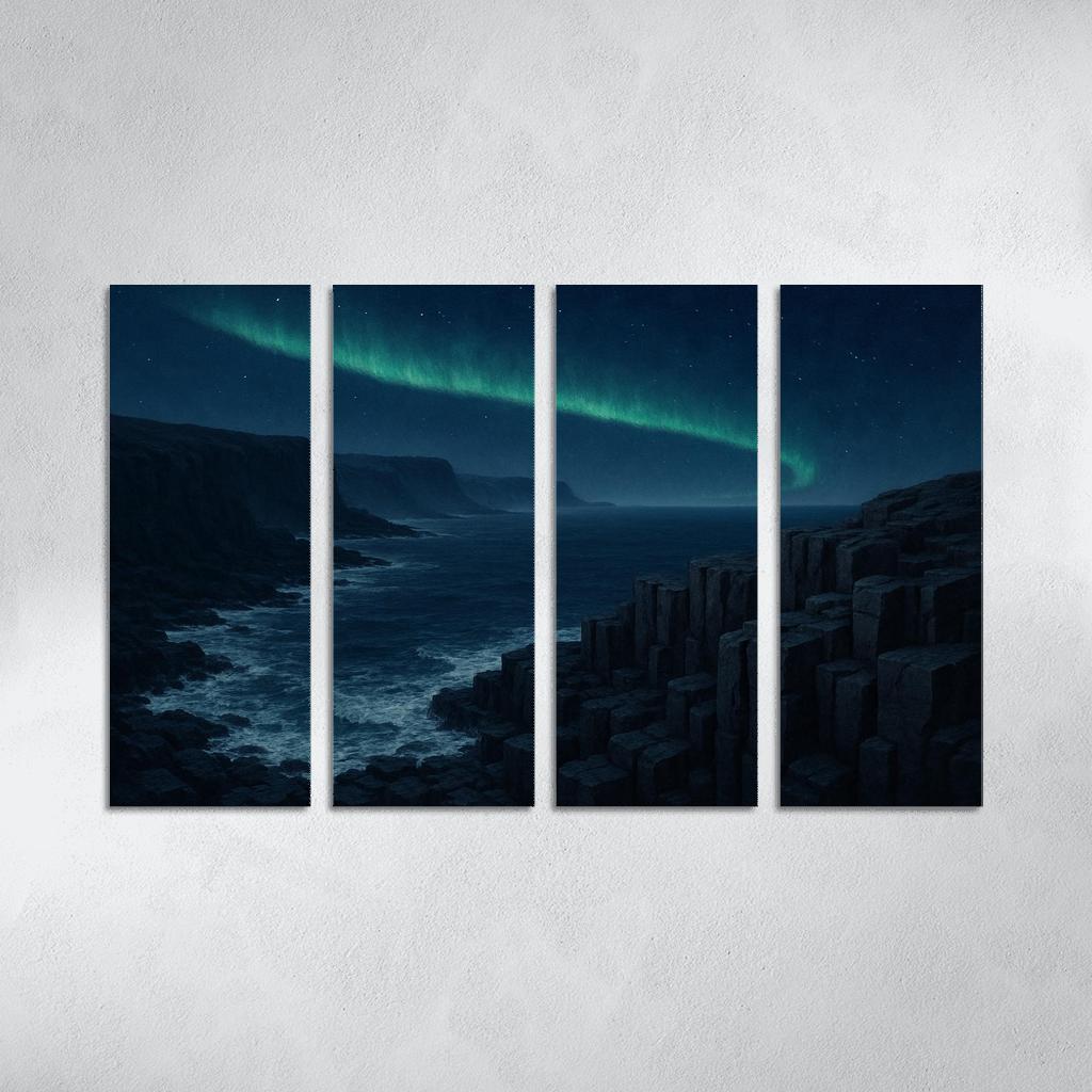Aurora Over Basalt Sea Cliffs oil paintings frame
