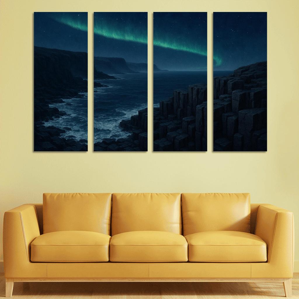 Aurora Over Basalt Sea Cliffs oil paintings frame