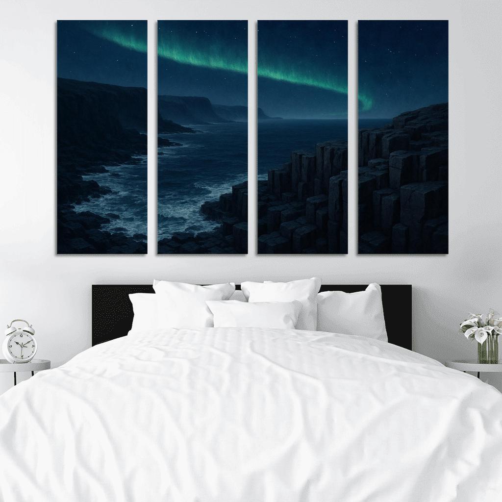Aurora Over Basalt Sea Cliffs oil paintings frame