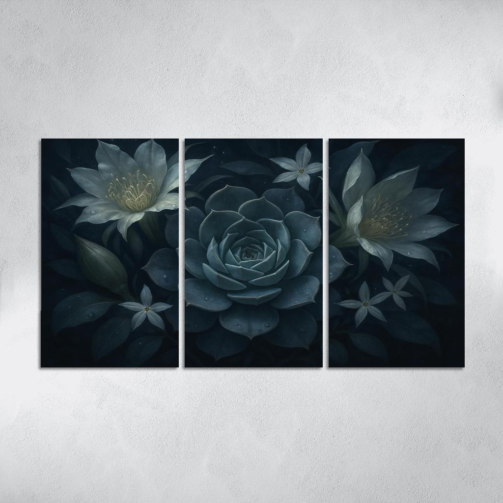 Nocturne Botanica Moonlit Succulent Bloom Study modern paintings frame