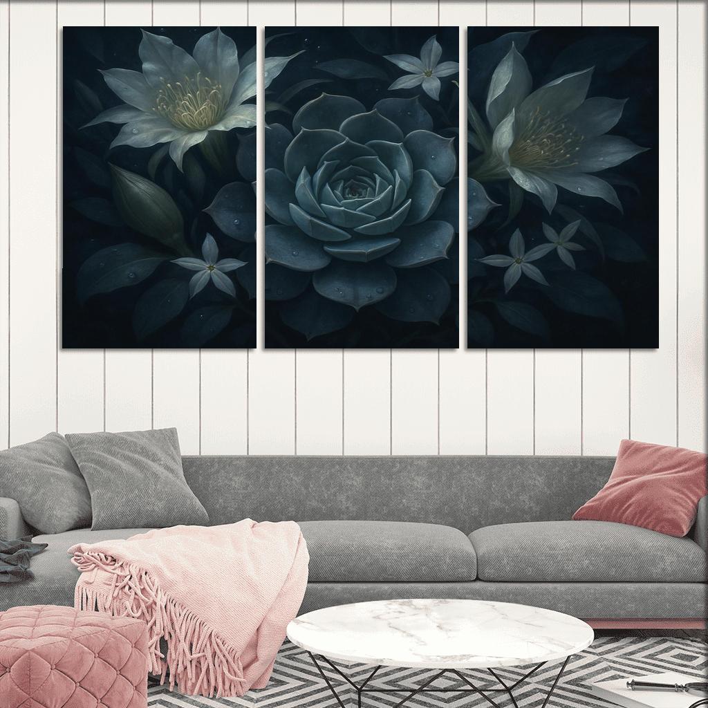 Nocturne Botanica Moonlit Succulent Bloom Study modern paintings frame