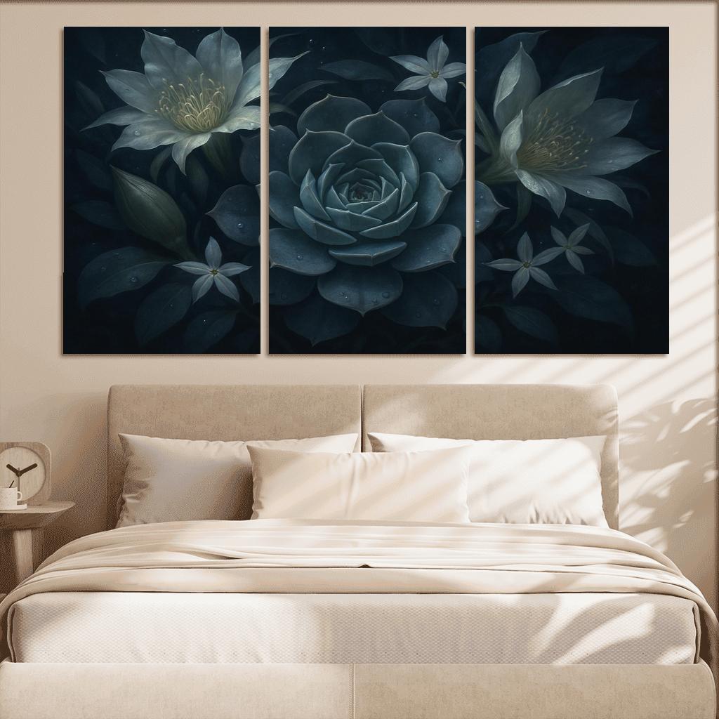 Nocturne Botanica Moonlit Succulent Bloom Study modern paintings frame