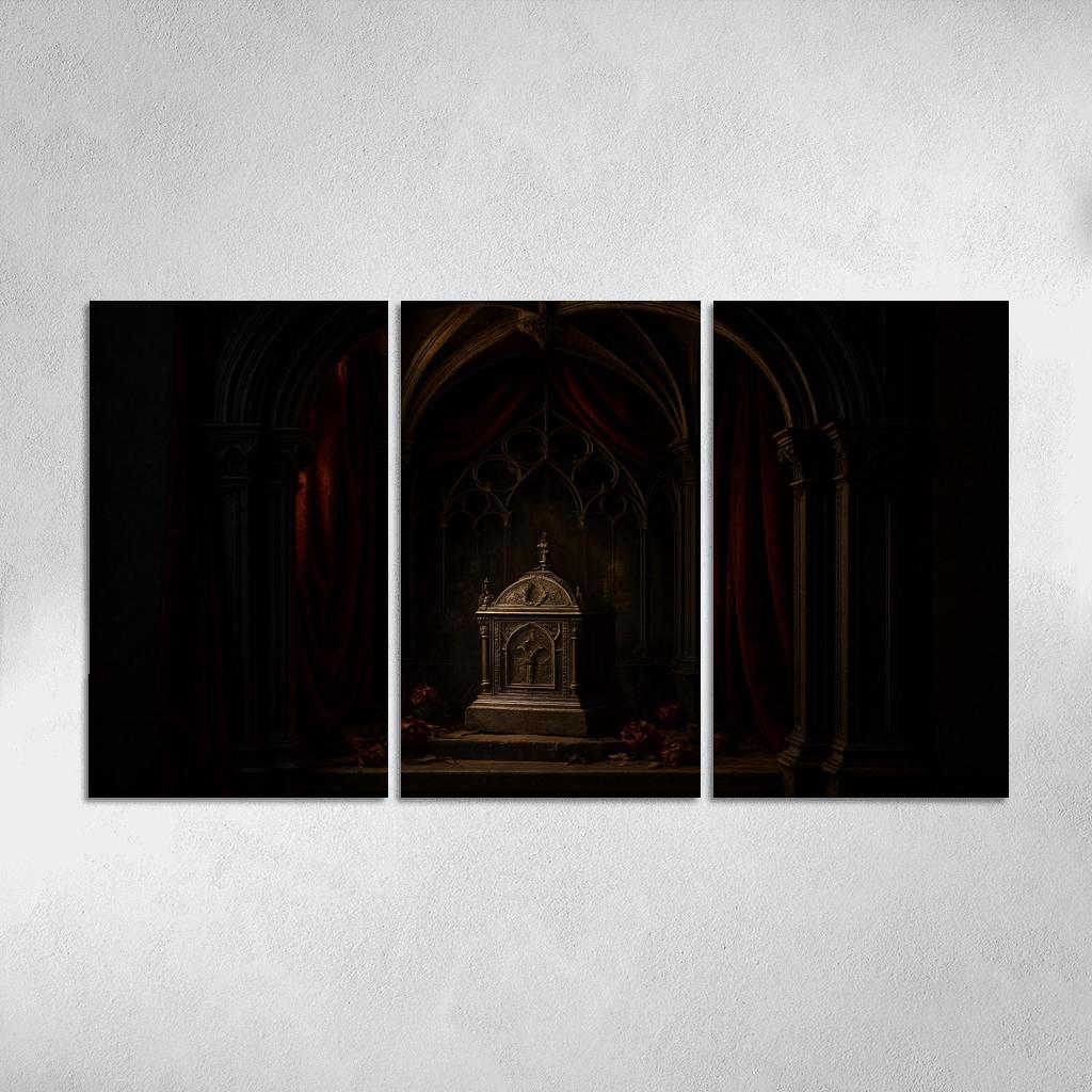 Velvet Reliquary Alcove With Ribbed Vault Canopy abstract paintings frame