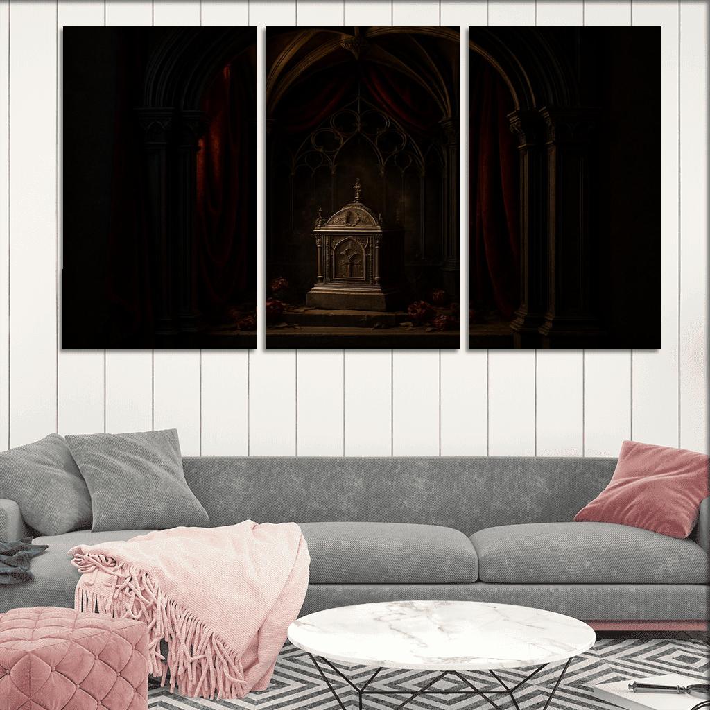 Velvet Reliquary Alcove With Ribbed Vault Canopy abstract paintings frame