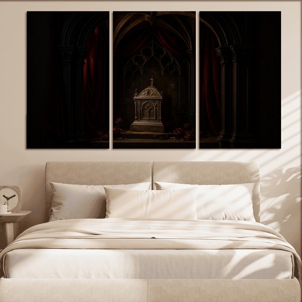 Velvet Reliquary Alcove With Ribbed Vault Canopy abstract paintings frame