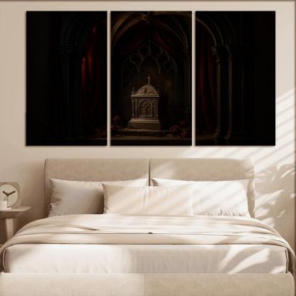 Velvet Reliquary Alcove With Ribbed Vault Canopy abstract paintings frame