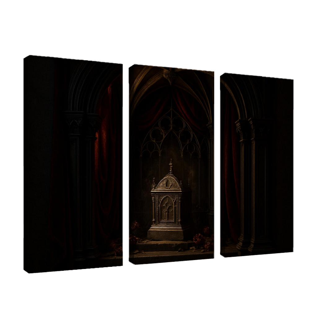 Velvet Reliquary Alcove With Ribbed Vault Canopy abstract paintings frame