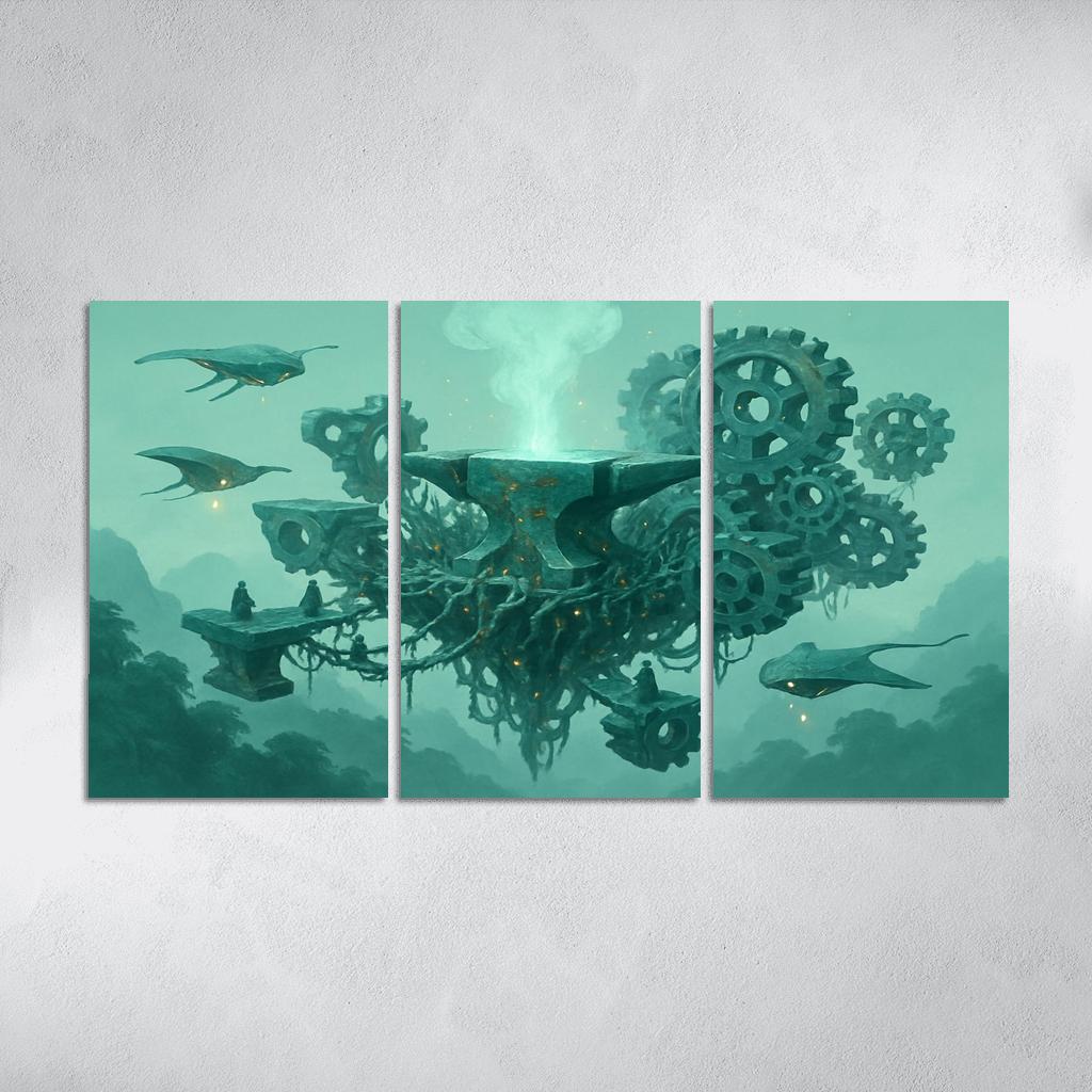The Verdant Skyforge Reef oil paintings frame