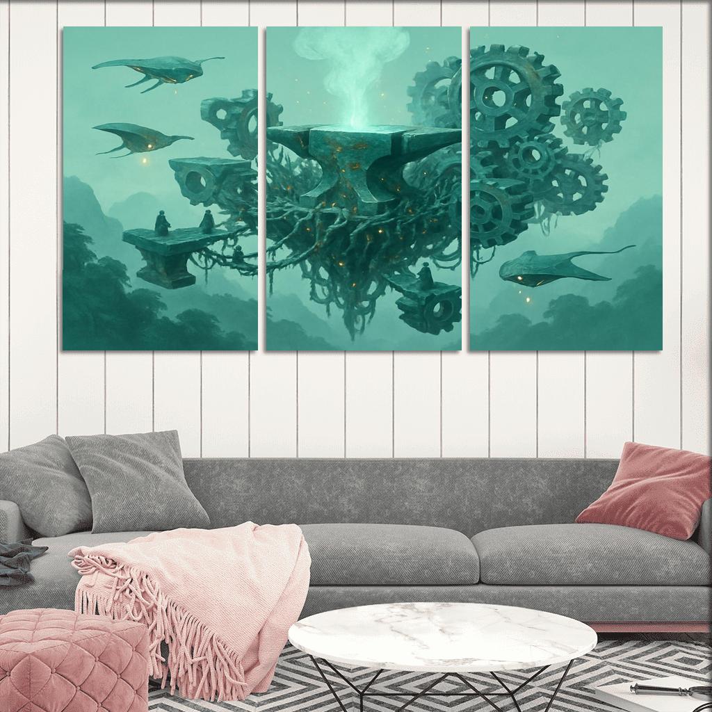 The Verdant Skyforge Reef oil paintings frame