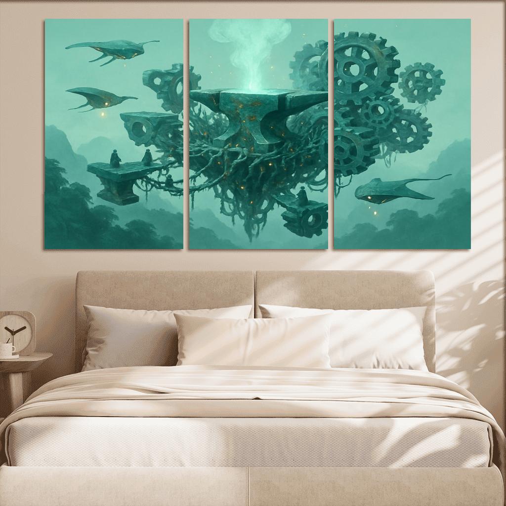 The Verdant Skyforge Reef oil paintings frame