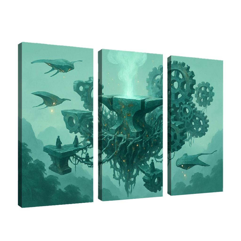 The Verdant Skyforge Reef oil paintings frame