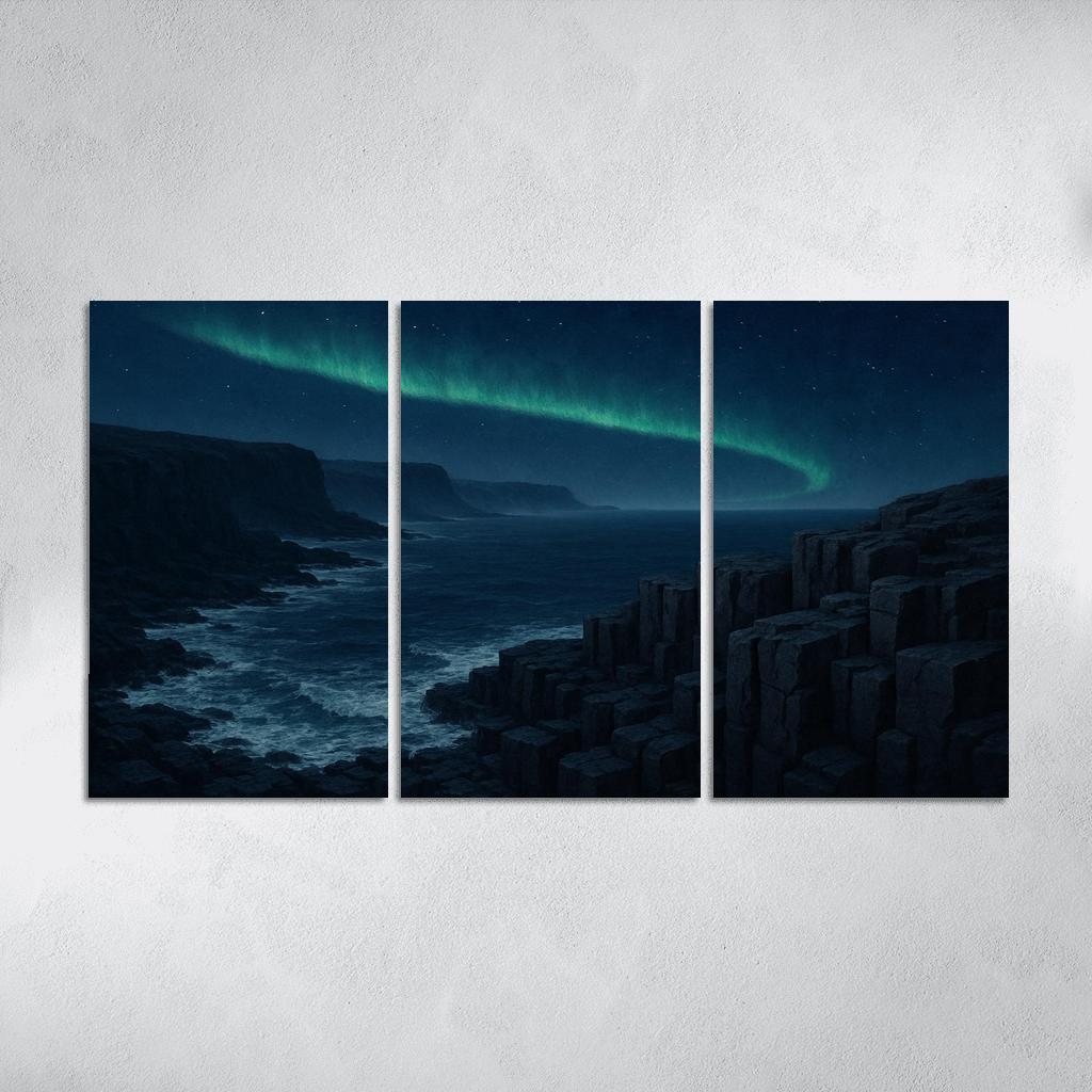 Aurora Over Basalt Sea Cliffs oil paintings frame