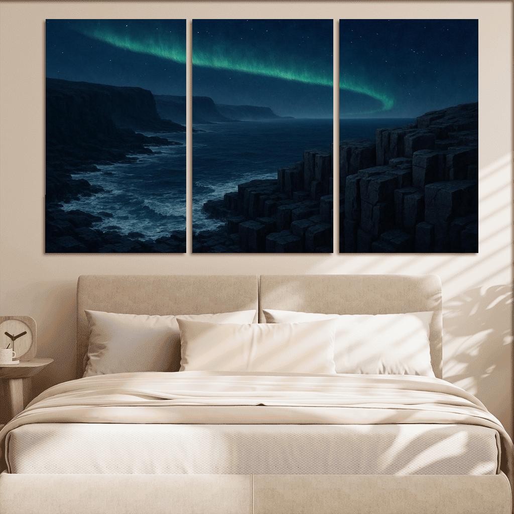 Aurora Over Basalt Sea Cliffs oil paintings frame