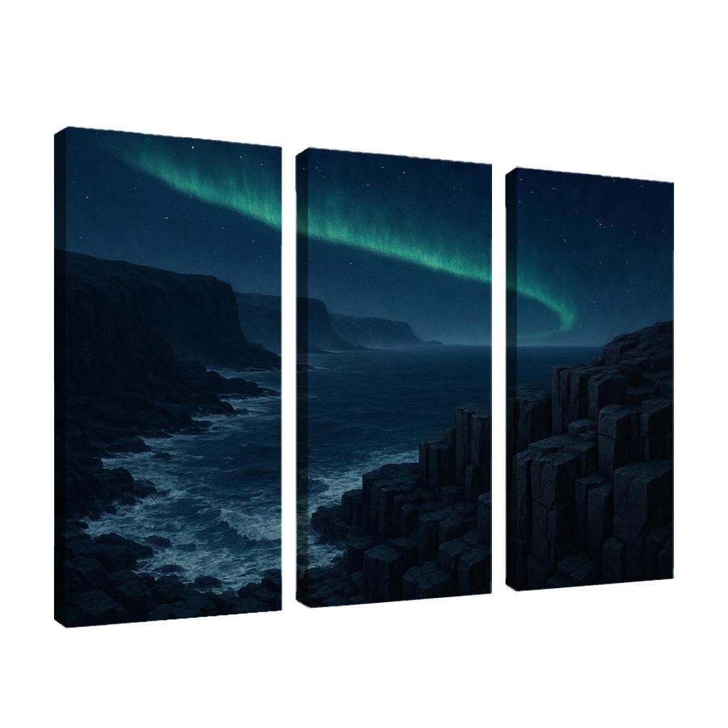 Aurora Over Basalt Sea Cliffs oil paintings frame