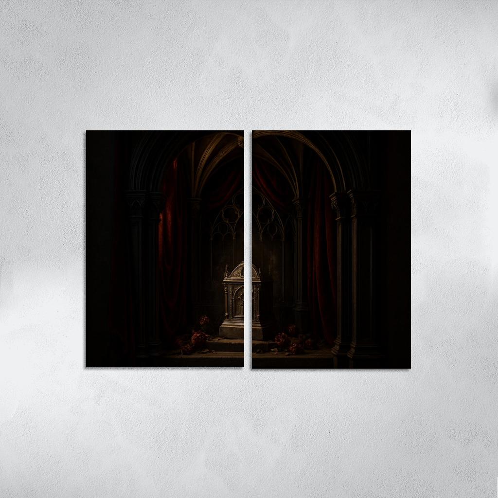 Velvet Reliquary Alcove With Ribbed Vault Canopy abstract paintings frame