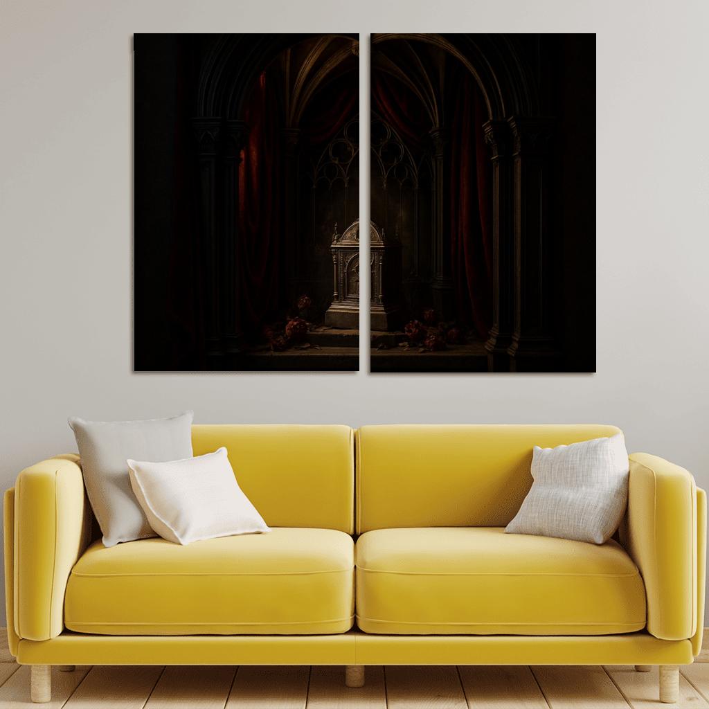 Velvet Reliquary Alcove With Ribbed Vault Canopy abstract paintings frame